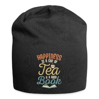 Happiness Is A Cup Of Tea & A Good Book Tea Bag Te - Jersey-Beanie - Schwarz - Vorne