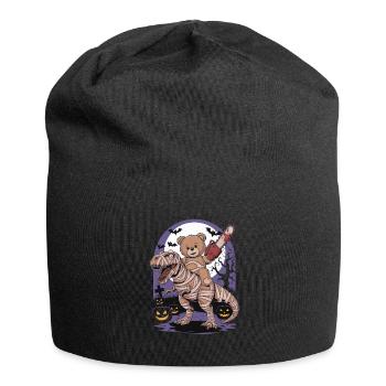 Ours en peluche chevauchant un dinosaure à Halloween - Bonnet en jersey - noir - Devant