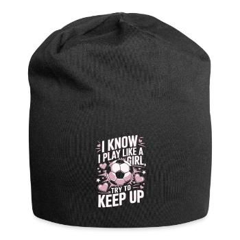 Mädchen Fußball lustiger Spruch Frauenfußball - Jersey-Beanie - Schwarz - Vorne