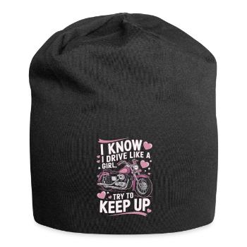 Motorcycle Motorcyclist Woman Saying - Jersey Beanie - black - Front