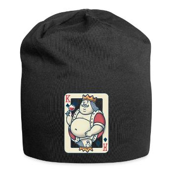 Drôle de roi de cœur buvant du vin - Bonnet en jersey - noir - Devant