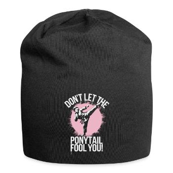 Queue de cheval avec puissance - Bonnet en jersey - noir - Devant