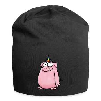 Unicorn Pig - Jersey Beanie - black - Front