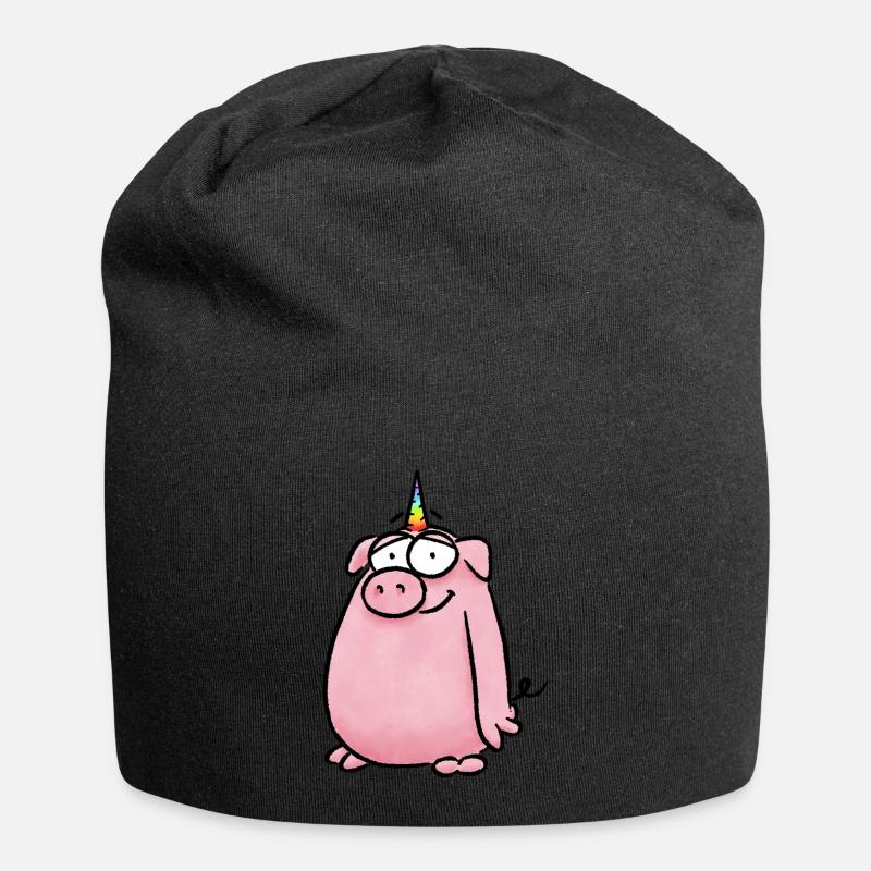 Einhorn Schwein - Jersey-Beanie - Schwarz