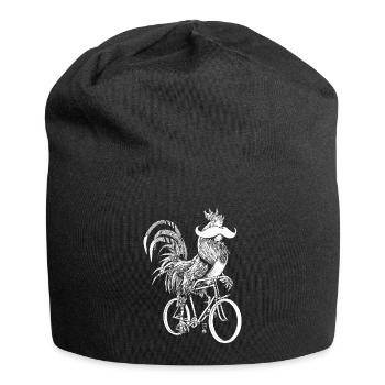Rooster & Bicycles - weiße Version - Jersey-Beanie - Schwarz - Vorne