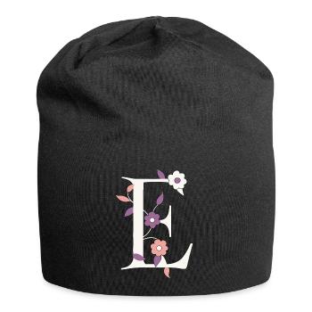 Buchstabe E Monogramm Retro - Jersey-Beanie - Schwarz - Vorne
