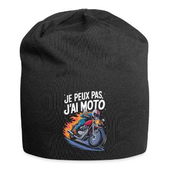 Je peux pas j'ai moto - Bonnet en jersey - noir - Devant