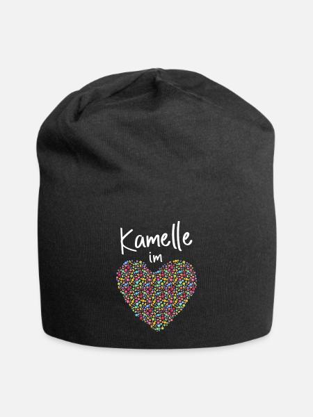Kamelle im Herz Karneval Köln Konfetti Kölle Alaaf - Jersey-Beanie - Schwarz