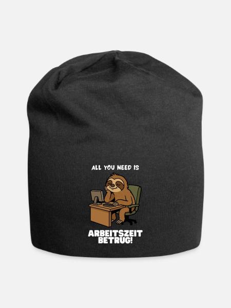 Arbeitszeitbetrug Faultier - Jersey-Beanie - Schwarz