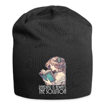 Book Books Reading Wife Solution Funny Gift - Jersey Beanie - black - Front