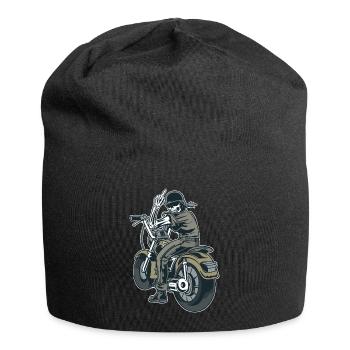 Motorcycle Biker Fuck you Provocation Skeleton - Jersey Beanie - black - Front