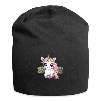 Erdbeeren Einhorn Einhörner Teenie Mädchen Kind - Jersey-Beanie - Schwarz - Vorne