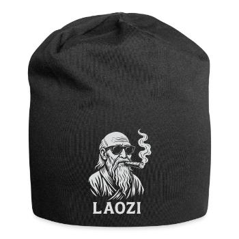 Laozi avec lunettes de soleil et motif de cigare - Bonnet en jersey - noir - Devant