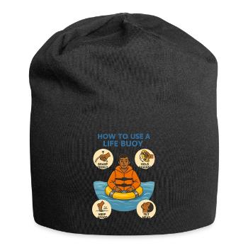 Rettungsring Anleitung - Jersey-Beanie - Schwarz - Vorne