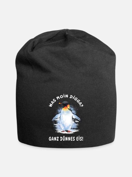 Kaiserpinguin - Was Moin Digga? Ganz Dünnes Eis  - Jersey-Beanie - Schwarz
