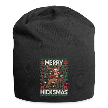 Weihnachten Rentier Illustration - Rote Nase, Elch - Jersey-Beanie - Schwarz - Vorne