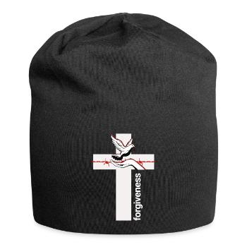 Vergebung Taubenkreuz Umarmung - Jersey-Beanie - Schwarz - Vorne