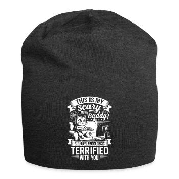 Scary Cat Cuddly Friend - Jersey Beanie - charcoal grey - Front