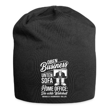 Home office: Business upstairs, sofa downstairs - Jersey Beanie - black - Front