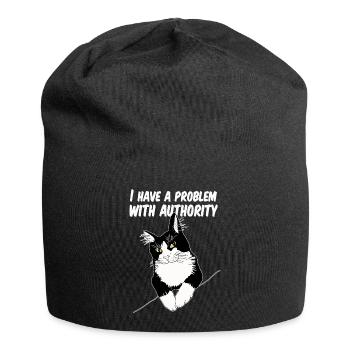 Le chat défie l’autorité - Bonnet en jersey - noir - Devant