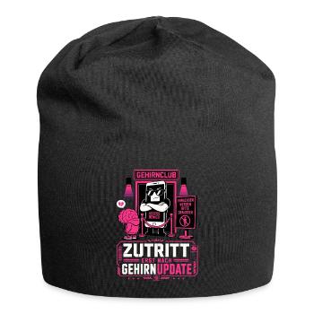 Zutritt erst nach Gehirnupdate - Jersey-Beanie - Schwarz - Vorne