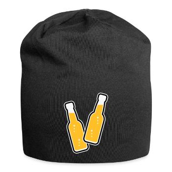 2 Flaschen Stoßen An (Limonade Softdrink / POS 3C) - Jersey-Beanie - Schwarz - Vorne
