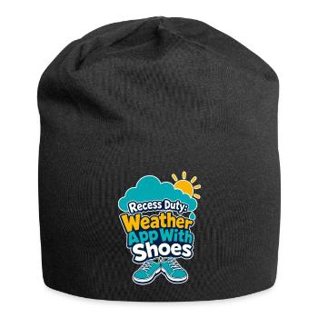 Recess Duty Teacher Weather App With Shoes Humor - Jersey Beanie - black - Front