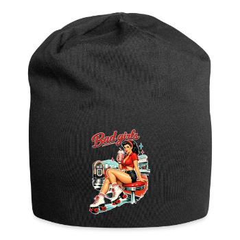 Pin-Up Girl Rétro : Bad Girls style diner années 50 - Bonnet en jersey - noir - Devant