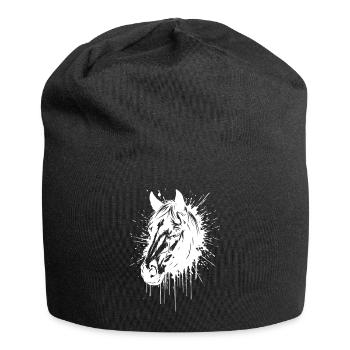 Tête de Cheval Splash Blanc - Bonnet en jersey - noir - Devant