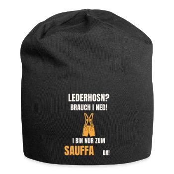 Lederhosn Brauch i ned - Sauffa Spruch Tracht - Jersey-Beanie - Schwarz - Vorne
