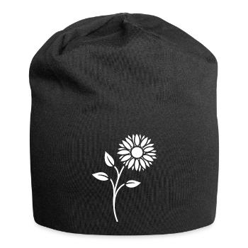 Blumen Silhouette Abstrakte Blütenkunst - Jersey-Beanie - Schwarz - Vorne