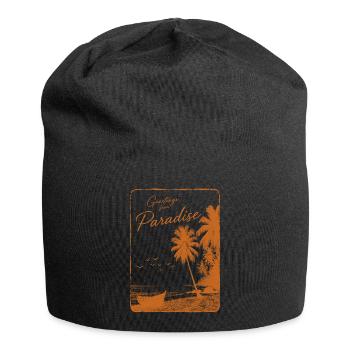 Grüße aus dem Paradies - Jersey-Beanie - Schwarz - Vorne
