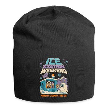 Eisstation Wochenende Winter Humor - Jersey Beanie - black - Front
