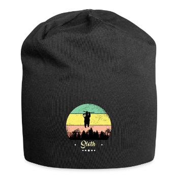Faultier Vintage Retro Tiere Sonnenuntergang - Jersey-Beanie - Schwarz - Vorne
