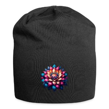 Mandala coloré fleur de lotus - Bonnet en jersey - noir - Devant