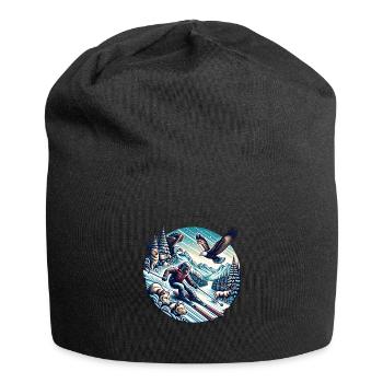 Adventure winter sports with wild animals - Jersey Beanie - black - Front