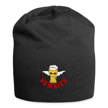 Vambier Halloween Wortspiel Vampir Bier Fledermaus - Jersey-Beanie - Schwarz - Vorne