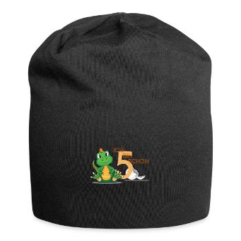 Kleiner süßer Dinosaurier zum 5. Geburtstag - Jersey-Beanie - Schwarz - Vorne