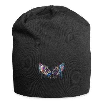 angelwings,wings,watercolor,red,angel wings - Jersey Beanie - black - Front
