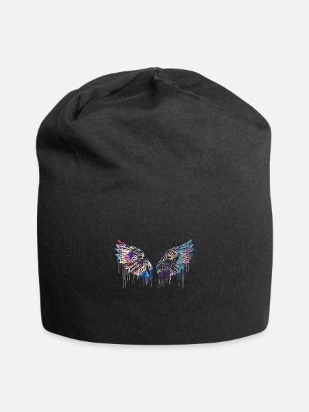 angelwings,flügel,aquarell,rot,engelsflügel - Jersey-Beanie - Schwarz