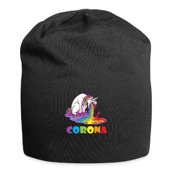 Einhorn findet Corona zum Kotzen lustiges Geschenk - Jersey-Beanie - Schwarz - Vorne