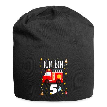 Feuerwehr Geburtstag - Ich bin 5 Jahre alt - Jersey-Beanie - Schwarz - Vorne