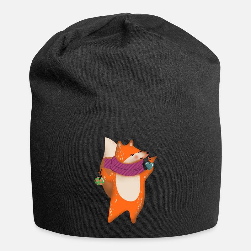 Fox Christmas - Jersey Beanie - black