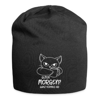 Lustige Katze Kaffee Guten Morgen? Ganz dünnes Eis - Jersey-Beanie - Schwarz - Vorne