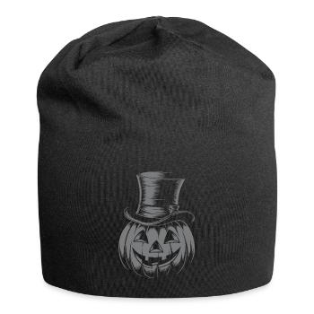 Citrouille d’Halloween avec dessin au trait de chapeau haut de forme - Bonnet en jersey - noir - Devant