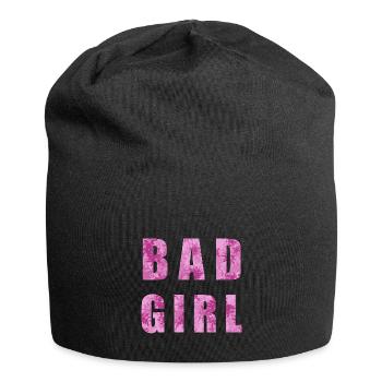 Bad Girl rosa Blumenmuster - Jersey-Beanie - Schwarz - Vorne