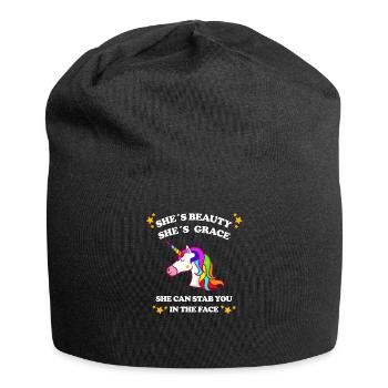 Unicorn Rainbow Gay Pan LGBTQ LGBT Gift - Jersey Beanie - black - Front