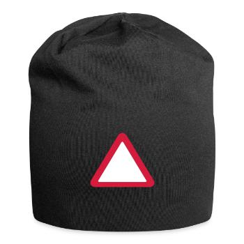 Grant right of way, traffic sign sign warning sign - Jersey Beanie - black - Front