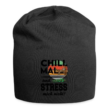 Faultier Chill mal Stress nicht Streß - Jersey-Beanie - Schwarz - Vorne