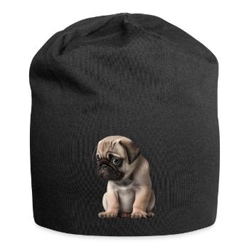 Chiot carlin timide - Bonnet en jersey - noir - Devant